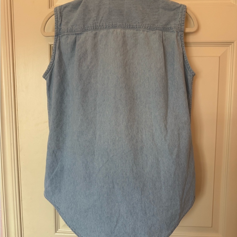 Vintage Sleeveless Denim Button-Up Shirt - Picture 3 of 5